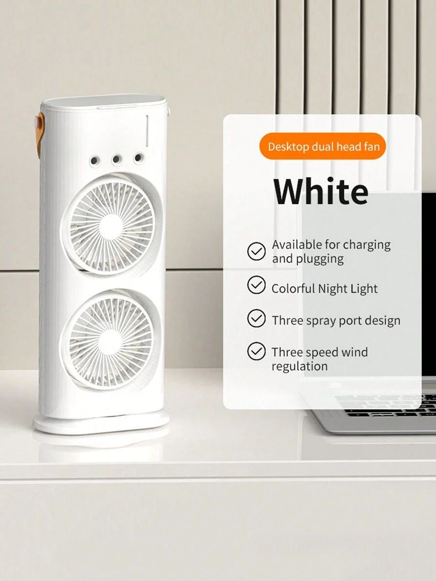 Electric Fan Desktop Double-Head Powerful Air Cooler (1 Pc / With Remote / Plug and Play)