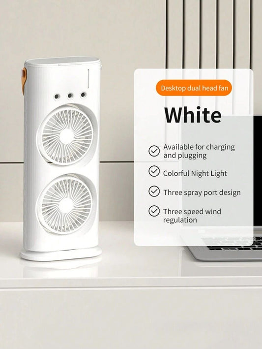 Electric Fan Desktop Double-Head Powerful Air Cooler (1 Pc / With Remote / Plug and Play)