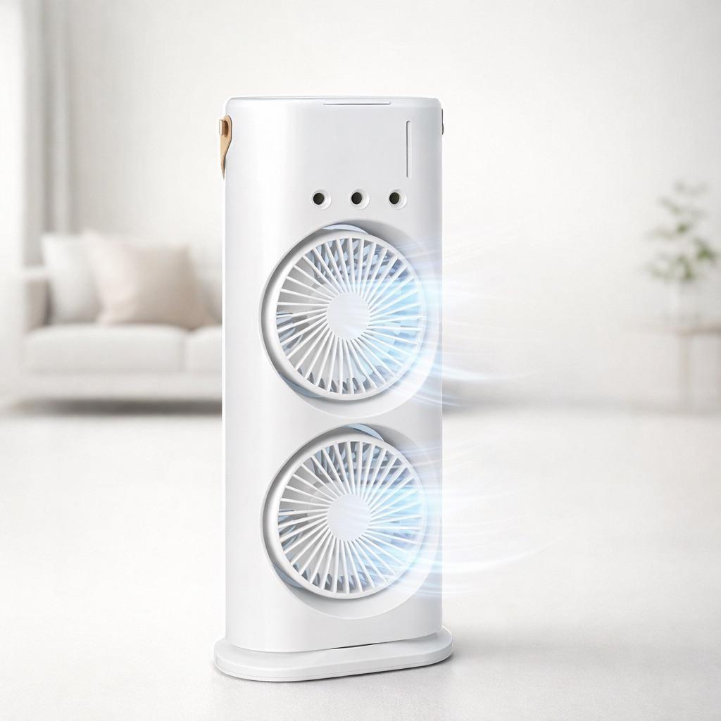 Electric Fan Desktop Double-Head Powerful Air Cooler (1 Pc / With Remote / Plug and Play)