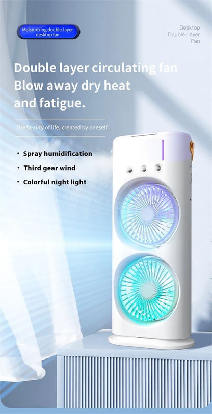 Electric Fan Desktop Double-Head Powerful Air Cooler (1 Pc / With Remote / Plug and Play)